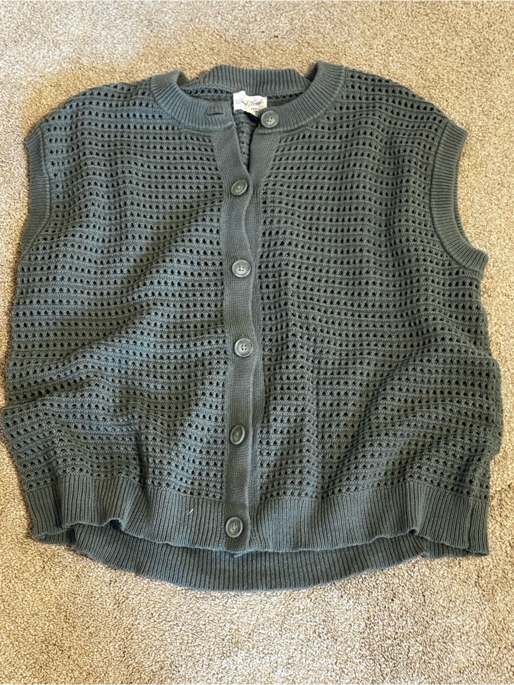 Universal Thread Open-Knit Button Front Sweater Vest - Sage Green